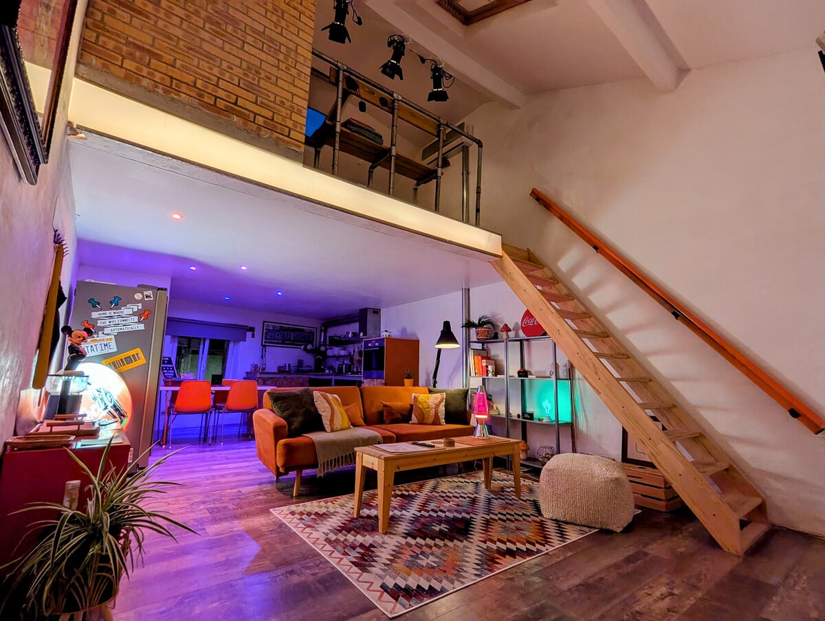 The living room with mezzanine