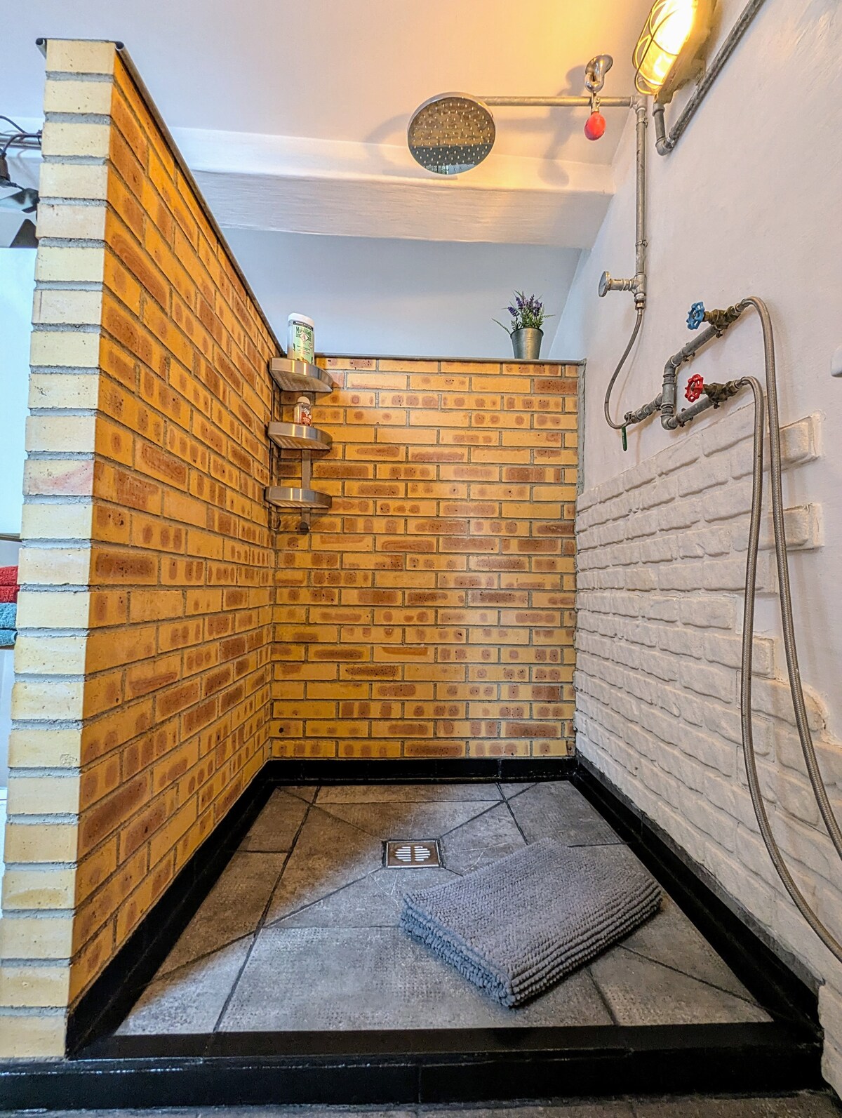 The walk-in shower